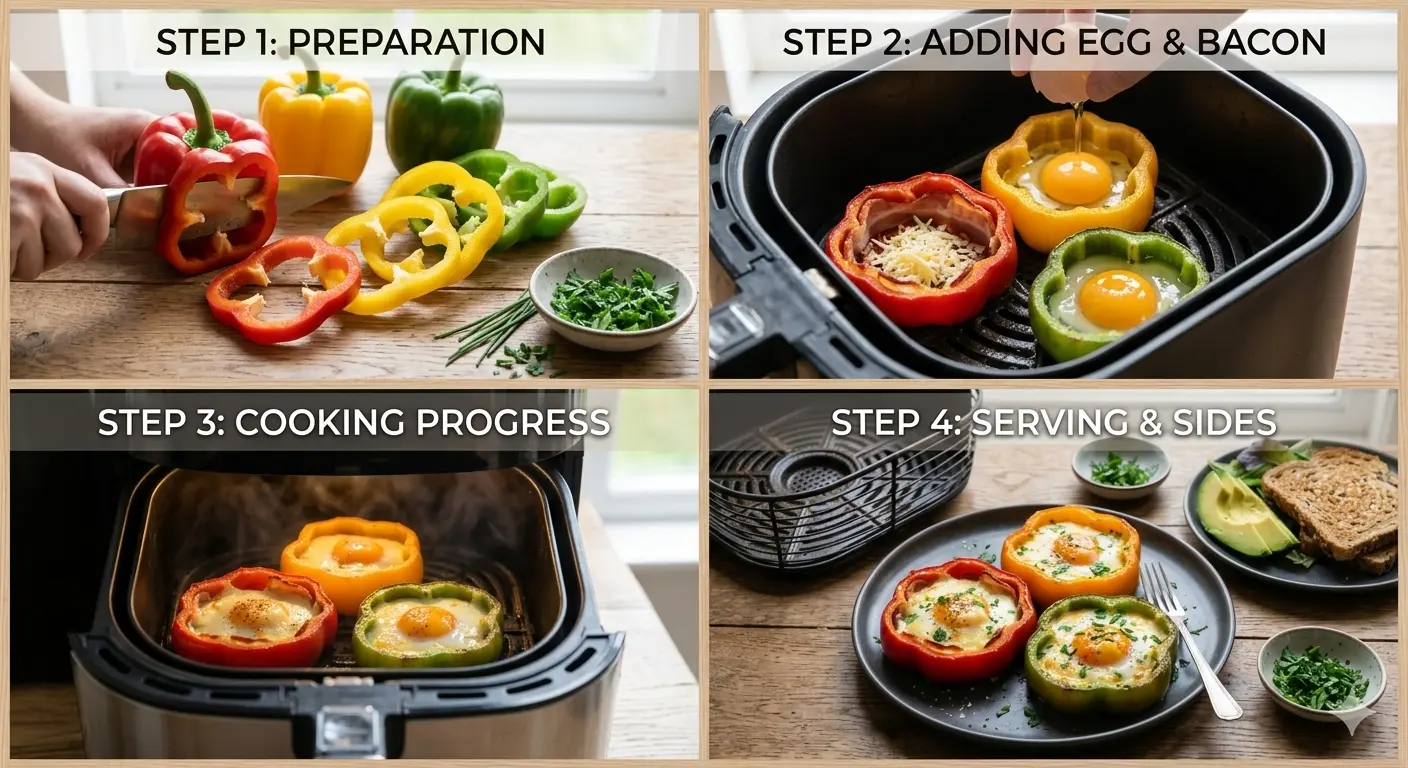 Zubereitung von Paprikaringen mit Ei – Schritt für Schritt